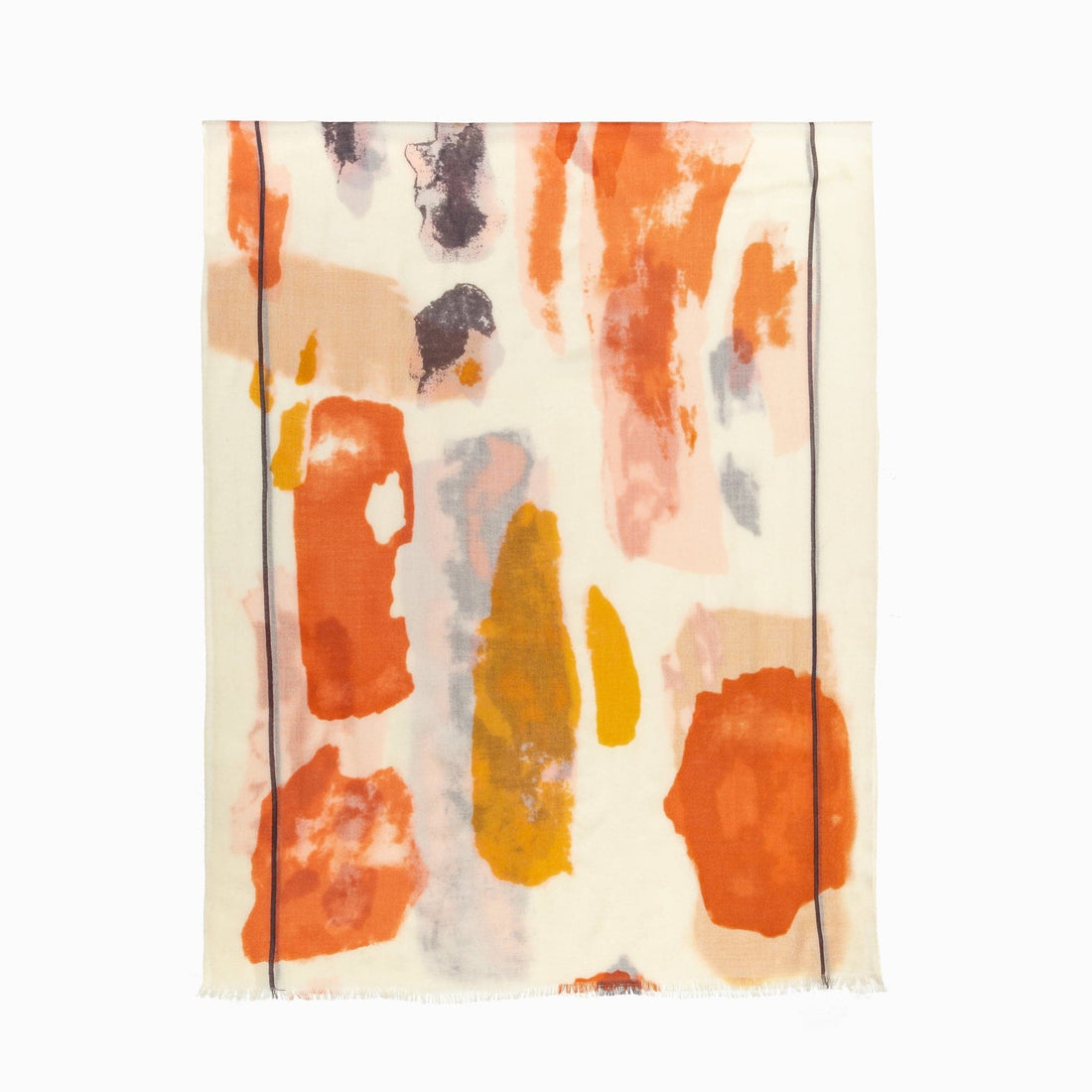 100% Australian Wool Print Scarf Orange and Grey-Scarves-PEROZ Accessories