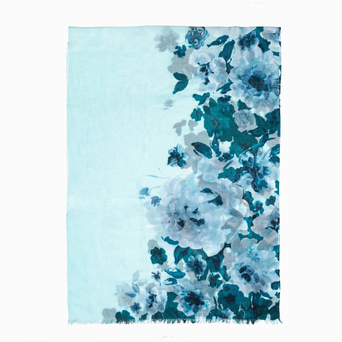 100% Australian Wool Print Scarf Sky Blue Flora-Scarves-PEROZ Accessories