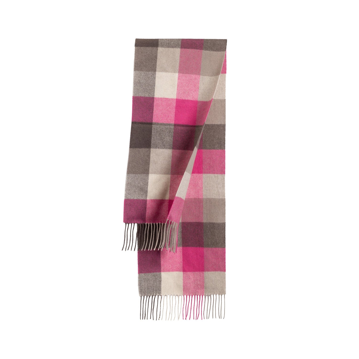 Ugg 100% Wool Scarf Pink and Sand Check-Scarves-PEROZ Accessories