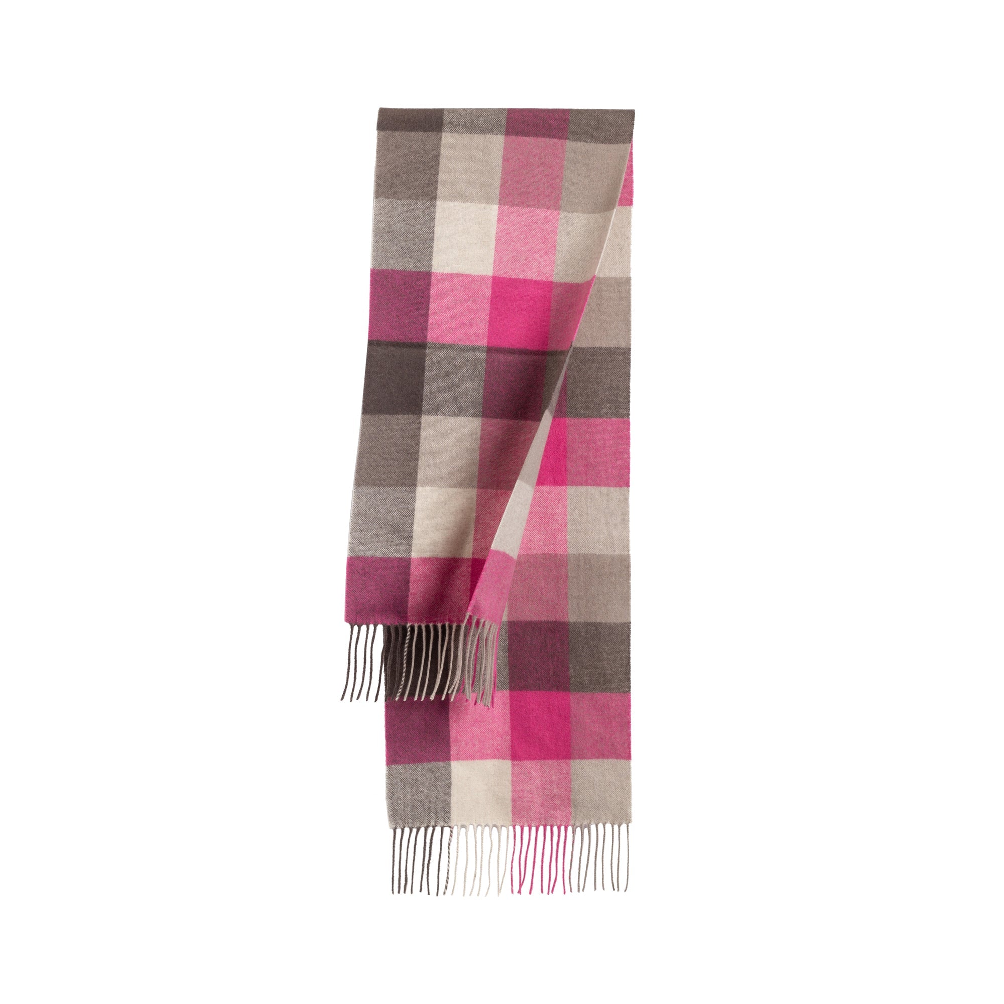 Ugg 100% Wool Scarf Pink and Sand Check-Scarves-PEROZ Accessories