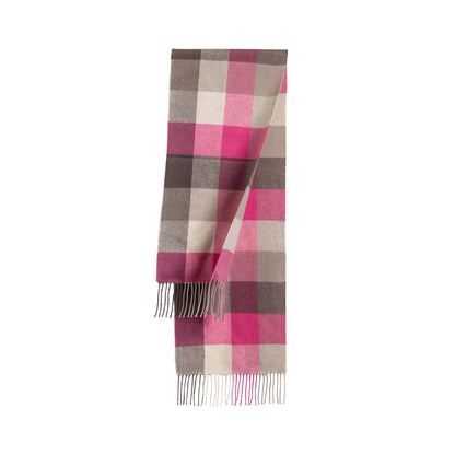 Ugg 100% Wool Scarf Pink and Sand Check-Scarves-PEROZ Accessories