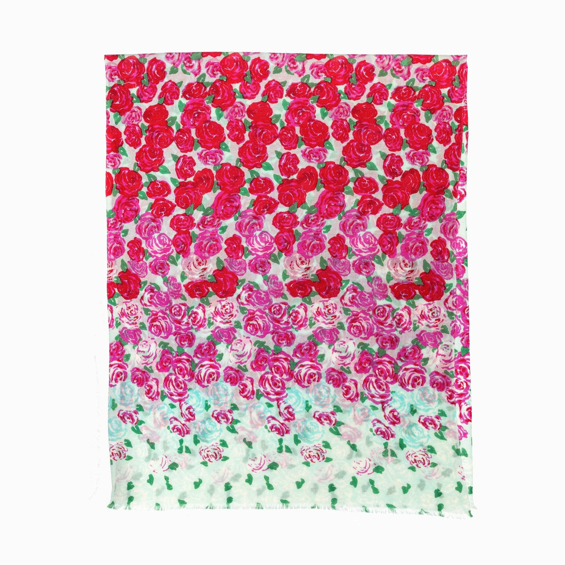 100% Australian Wool Print Scarf Rosy Rose Flower-Scarves-PEROZ Accessories