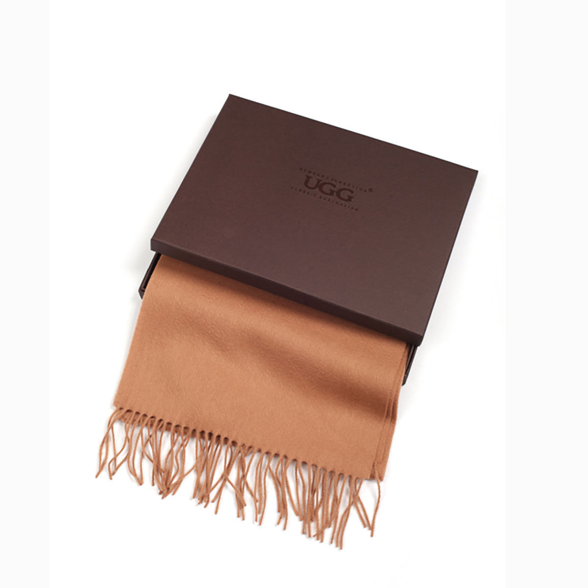 Ugg 100% Wool Scarf Beige-Scarves-PEROZ Accessories