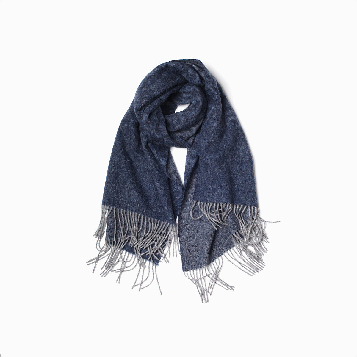 Ugg Cashmere &amp; Wool Wrap Navy and Grey-Wrap-PEROZ Accessories