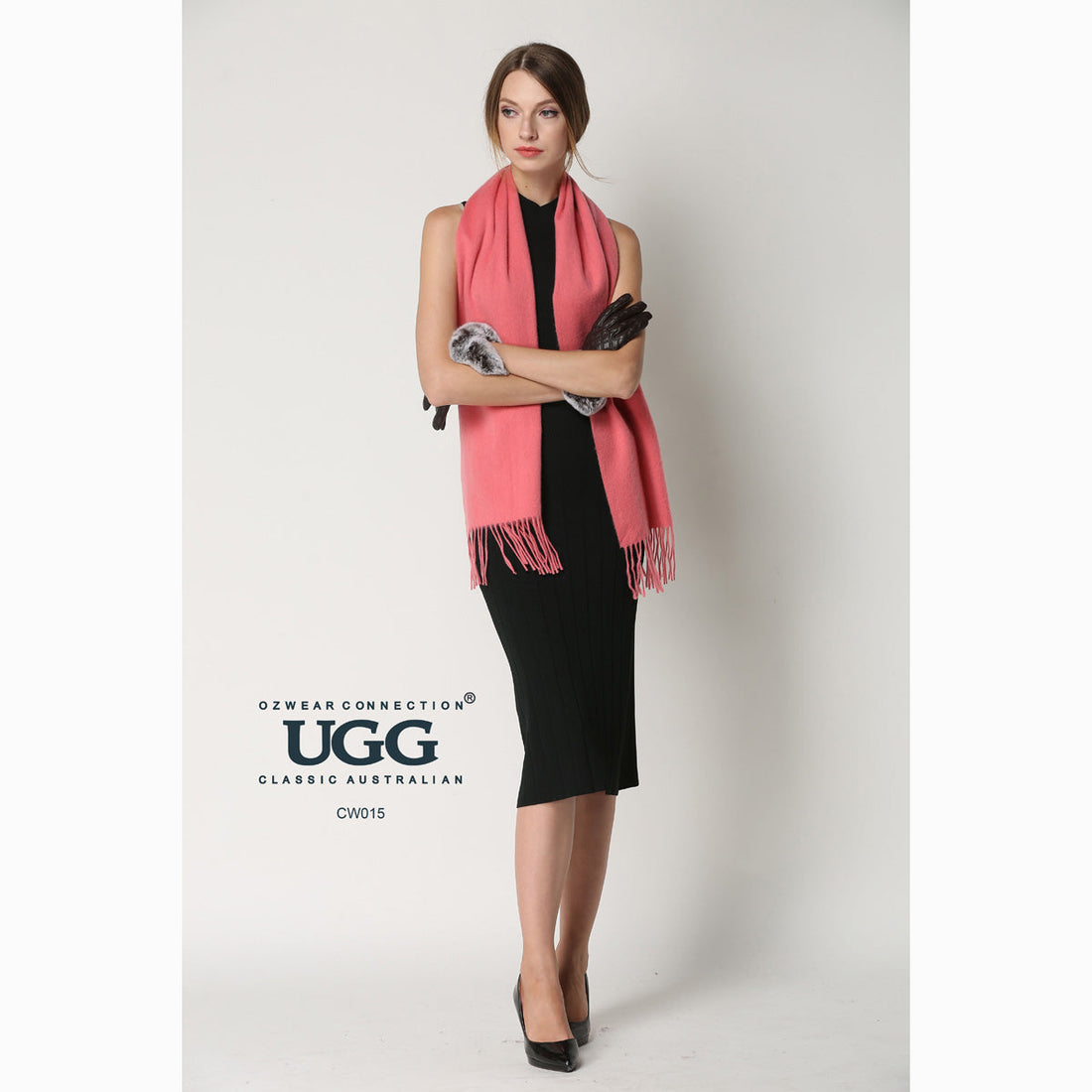 Ugg Cashmere &amp; Wool Scarf Watermelon-Scarves-PEROZ Accessories