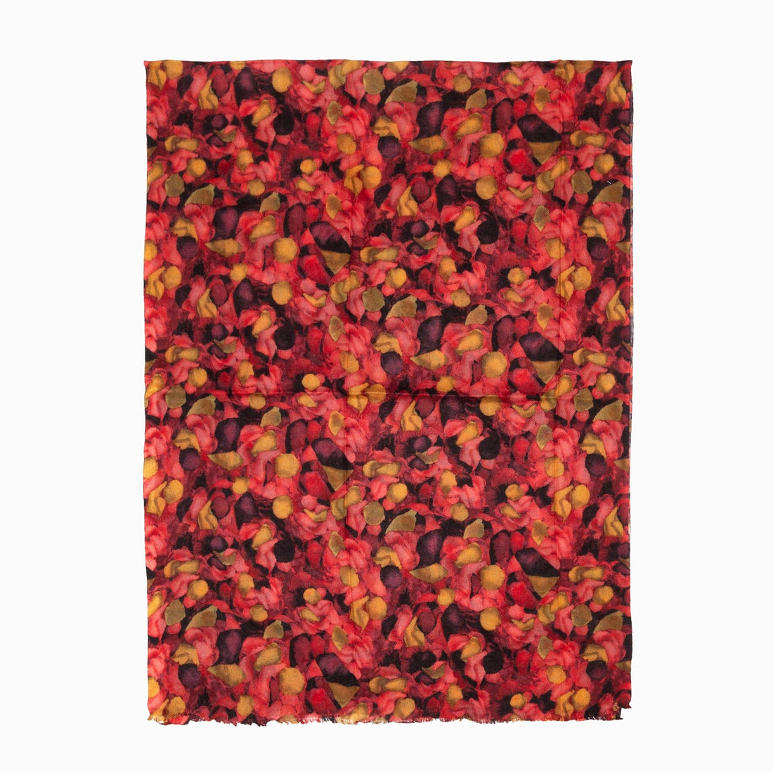 100% Australian Wool Print Scarf Saffron Leaves Floral-Scarves-PEROZ Accessories