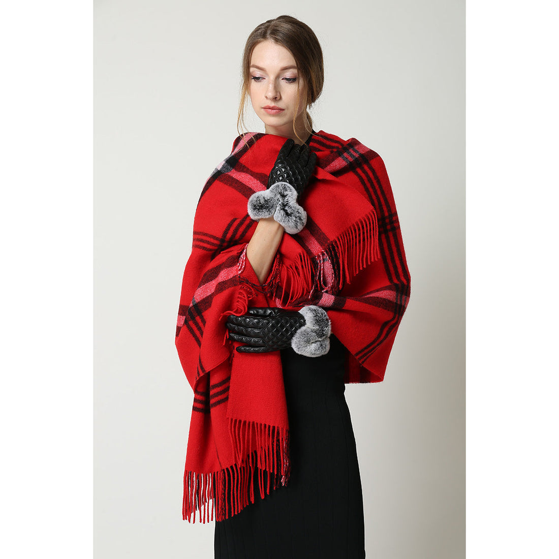 Ugg 100% Australian Merino Wool Reversible Wrap Red-Wrap-PEROZ Accessories