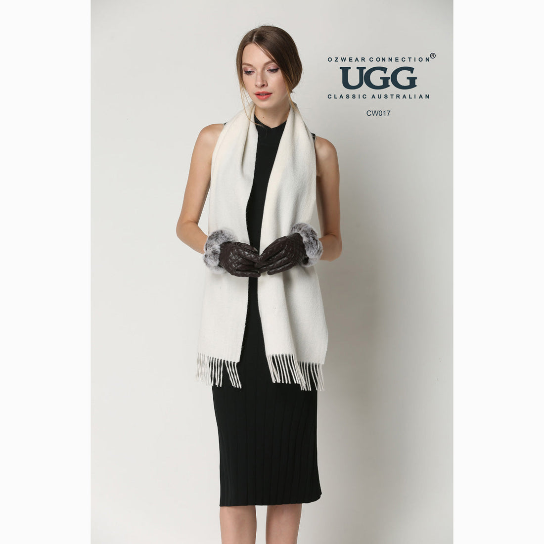 Ugg Cashmere &amp; Wool Scarf Off White-Scarves-PEROZ Accessories