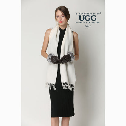 Ugg Cashmere &amp; Wool Scarf Off White-Scarves-PEROZ Accessories