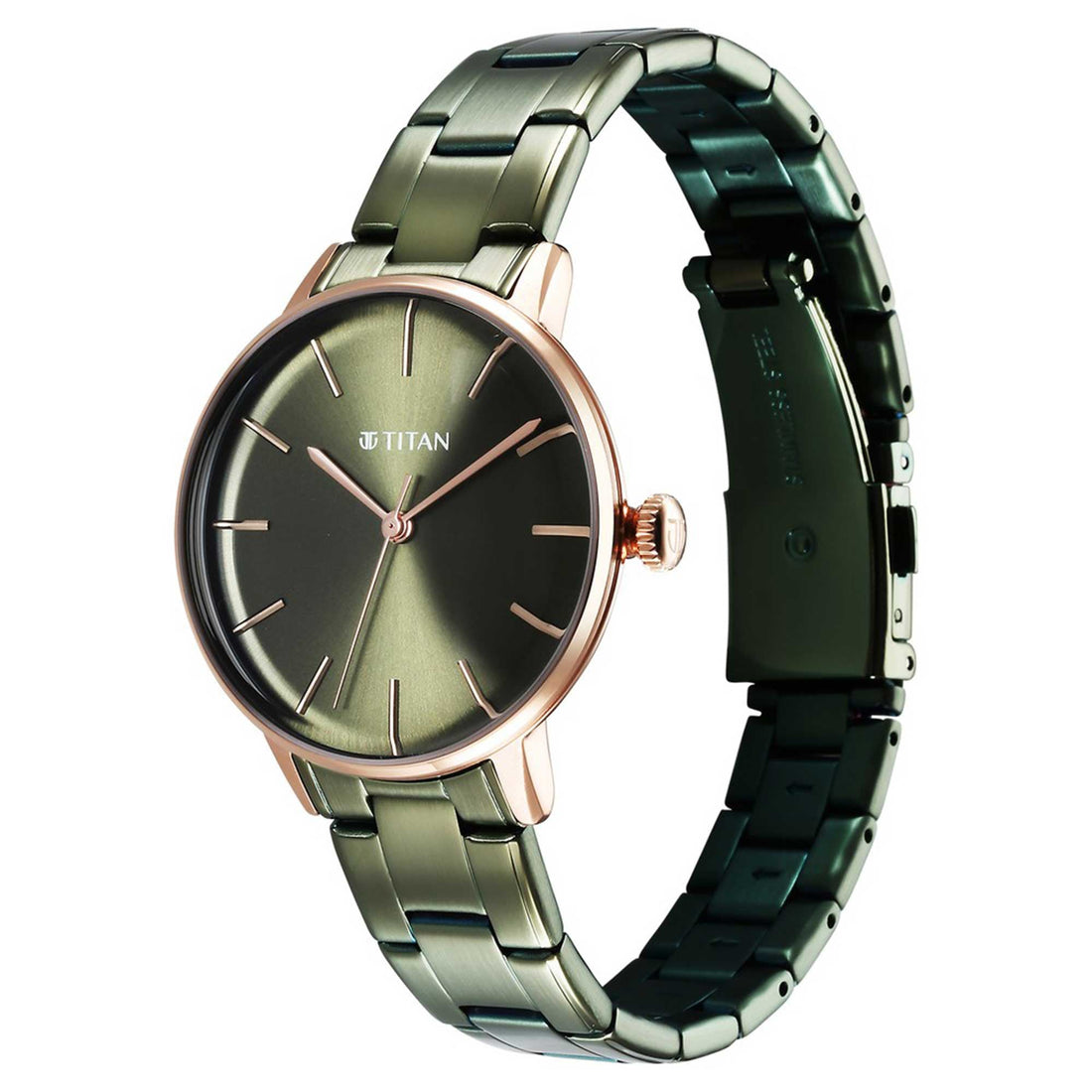 Titan TGIF Quartz Analogue Green Dial Green Stainless Steel Strap Watch for Women-PEROZ Accessories