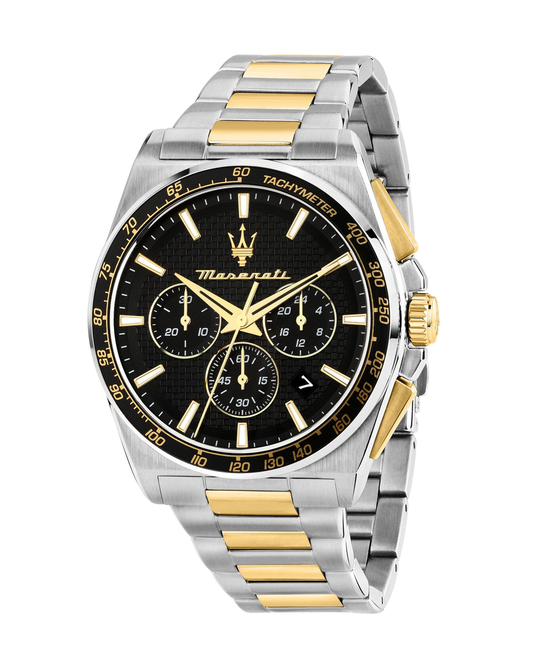 Maserati Velocita 43mm Chrono Black Dial Two Tone Stainless Steel Strap Watch-PEROZ Accessories