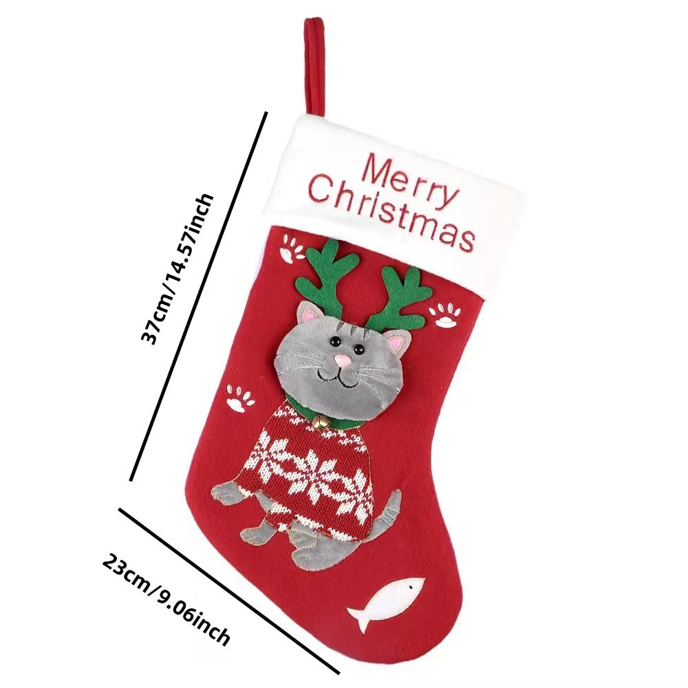 2pcs cute cat christmas stockings cartoon christmas socks gift bag christmas decoration socks christmas tree pendant-Occasions > Christmas > Christmas Decorations-PEROZ Accessories