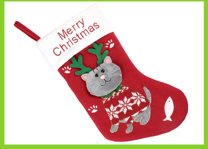 2pcs cute cat christmas stockings cartoon christmas socks gift bag christmas decoration socks christmas tree pendant-Occasions > Christmas > Christmas Decorations-PEROZ Accessories