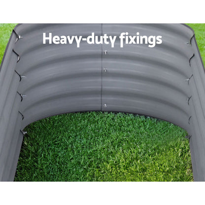 2x Green Fingers Raised Garden Bed 160X80X42cm Oval Planter Box Raised Container Galvanised-Home &amp; Garden > Garden Beds > Garden Beds &amp; Planters-PEROZ Accessories