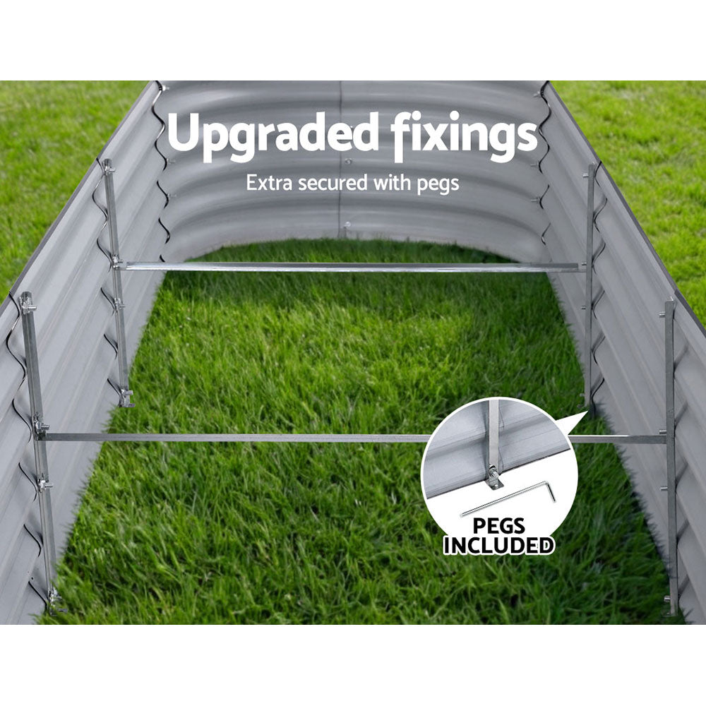 2x Green Fingers Raised Garden Bed 320X80X42cm Oval Planter Box Container Galvanised-Home &amp; Garden > Garden Beds > Garden Beds &amp; Planters-PEROZ Accessories
