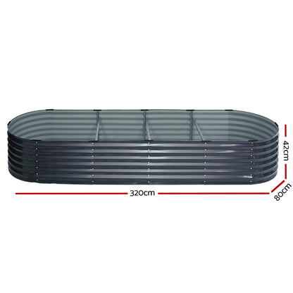 2x Green Fingers Raised Garden Bed 320X80X42cm Oval Planter Box Container Galvanised-Home &amp; Garden > Garden Beds > Garden Beds &amp; Planters-PEROZ Accessories