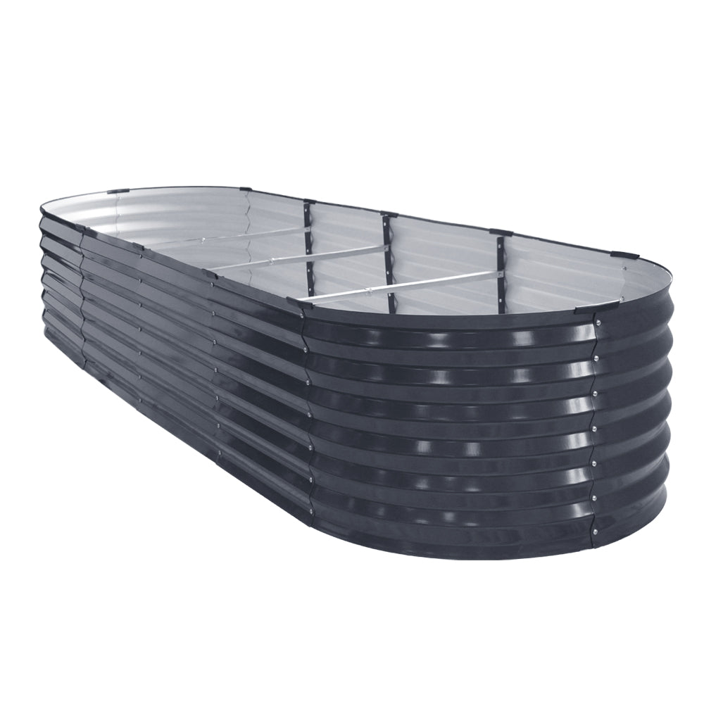 2x Green Fingers Raised Garden Bed 320X80X42cm Oval Planter Box Container Galvanised-Home &amp; Garden > Garden Beds > Garden Beds &amp; Planters-PEROZ Accessories