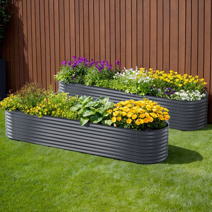 2x Green Fingers Raised Garden Bed 320X80X56cm Oval Planter Box-Home &amp; Garden > Garden Beds > Garden Beds &amp; Planters-PEROZ Accessories