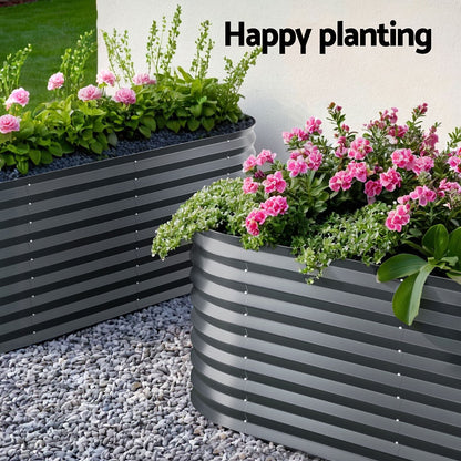 2x Green Fingers Raised Garden Bed 320X80X56cm Oval Planter Box-Home &amp; Garden > Garden Beds > Garden Beds &amp; Planters-PEROZ Accessories