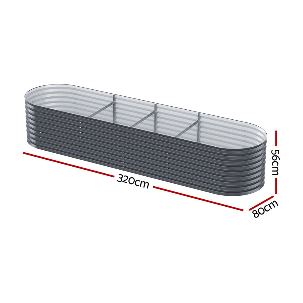 2x Green Fingers Raised Garden Bed 320X80X56cm Oval Planter Box-Home &amp; Garden > Garden Beds > Garden Beds &amp; Planters-PEROZ Accessories