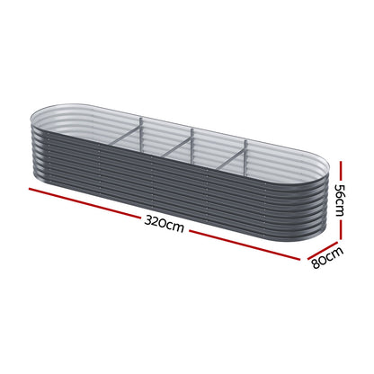 2x Green Fingers Raised Garden Bed 320X80X56cm Oval Planter Box-Home &amp; Garden > Garden Beds > Garden Beds &amp; Planters-PEROZ Accessories