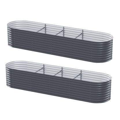 2x Green Fingers Raised Garden Bed 320X80X56cm Oval Planter Box-Home &amp; Garden > Garden Beds > Garden Beds &amp; Planters-PEROZ Accessories