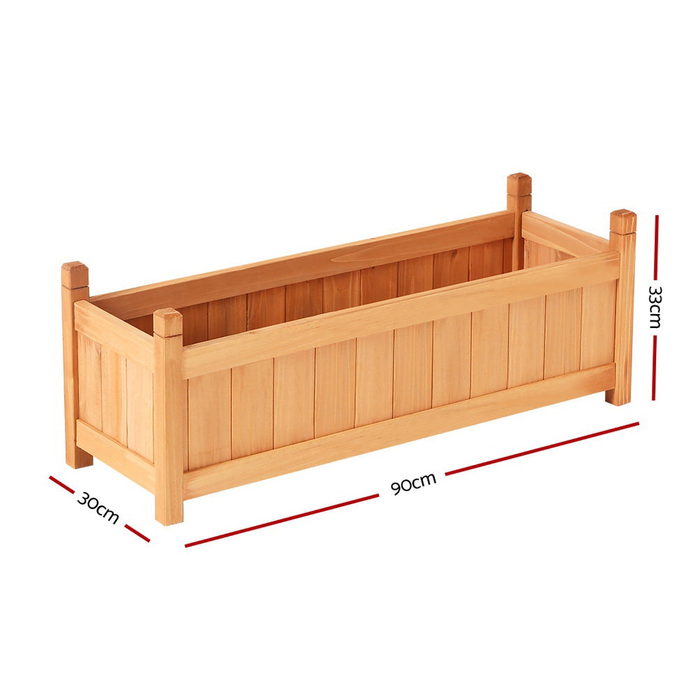 2x Green Fingers Raised Garden Bed 90x30x33cm Wooden Planter Box Raised Container Growing-Home &amp; Garden > Garden Beds > Garden Beds &amp; Planters-PEROZ Accessories