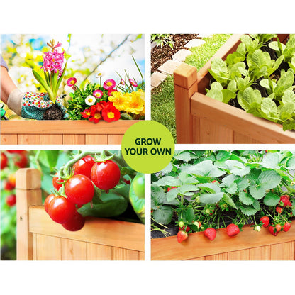 2x Green Fingers Raised Garden Bed 90x30x33cm Wooden Planter Box Raised Container Growing-Home &amp; Garden > Garden Beds > Garden Beds &amp; Planters-PEROZ Accessories