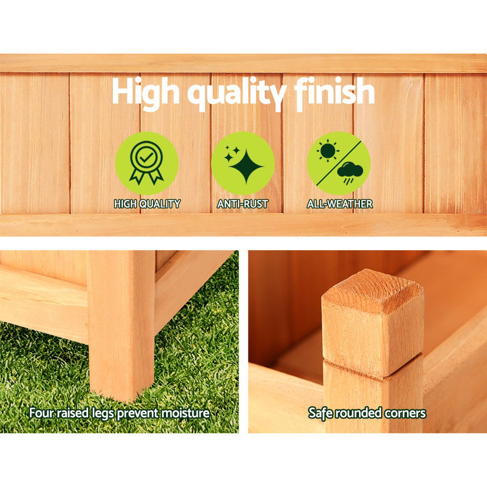 2x Green Fingers Raised Garden Bed 90x30x33cm Wooden Planter Box Raised Container Growing-Home &amp; Garden > Garden Beds > Garden Beds &amp; Planters-PEROZ Accessories