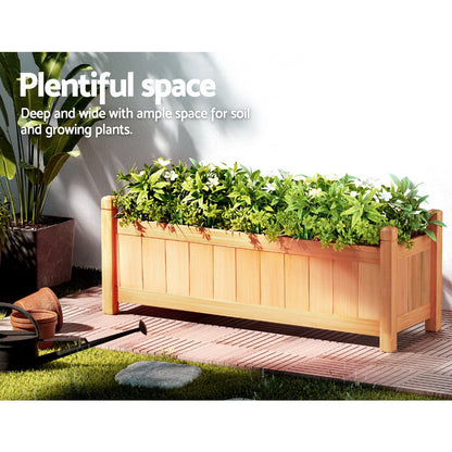 2x Green Fingers Raised Garden Bed 90x30x33cm Wooden Planter Box Raised Container Growing-Home &amp; Garden > Garden Beds > Garden Beds &amp; Planters-PEROZ Accessories