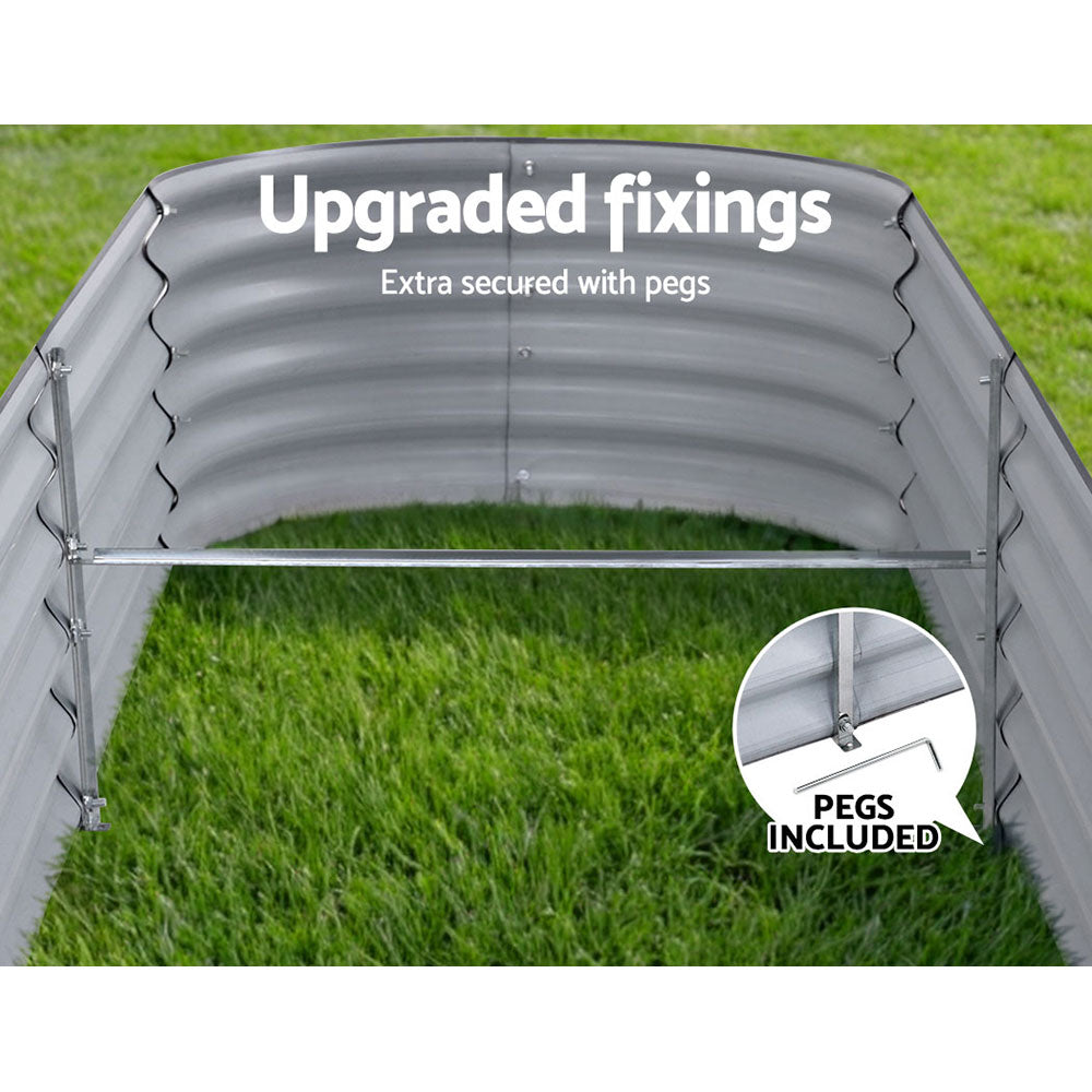 2x Raised Green Fingers Garden Bed 240X80X42cm Oval Planter Box Container Galvanised-Home &amp; Garden > Garden Beds > Garden Beds &amp; Planters-PEROZ Accessories