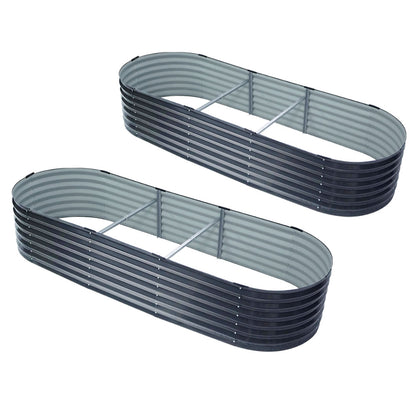 2x Raised Green Fingers Garden Bed 240X80X42cm Oval Planter Box Container Galvanised-Home &amp; Garden > Garden Beds > Garden Beds &amp; Planters-PEROZ Accessories