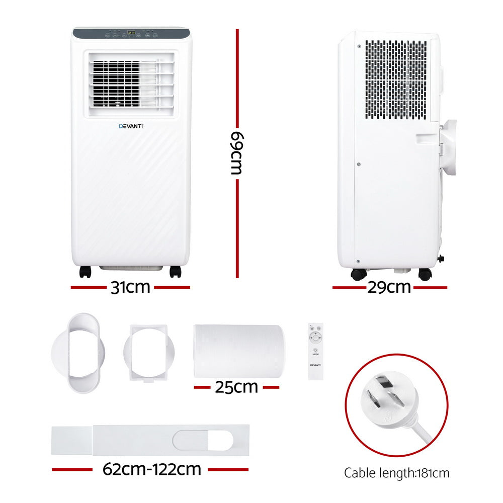 3-in-1 Devanti Portable Air Conditioner Dehumidifier Fan 7000BTU-Appliances > Air Conditioners > Portable Air Conditioners-PEROZ Accessories