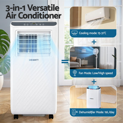 3-in-1 Devanti Portable Air Conditioner Dehumidifier Fan 7000BTU-Appliances > Air Conditioners > Portable Air Conditioners-PEROZ Accessories