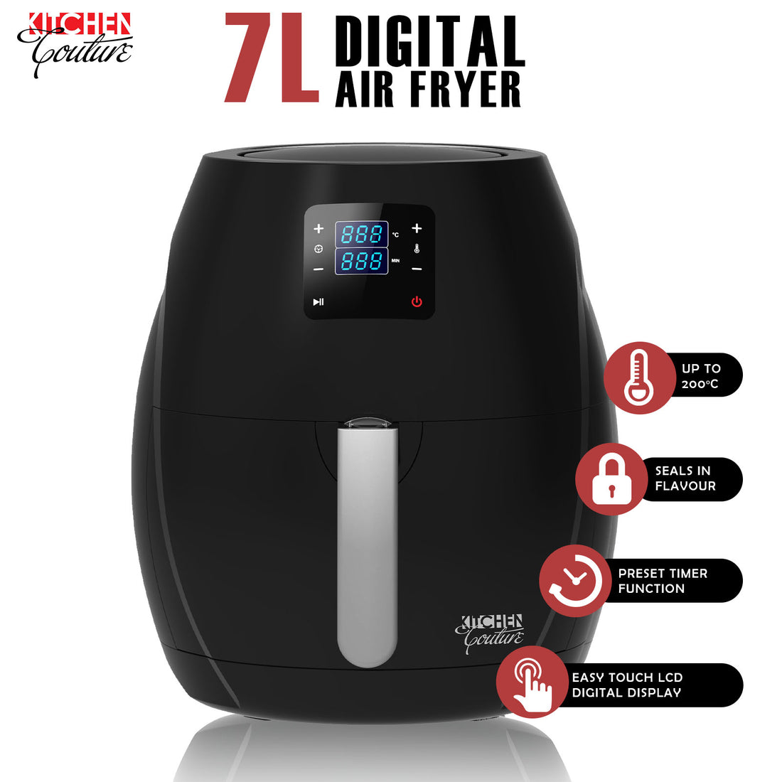 Kitchen Couture 7L Air Fryer Digital Low Fat Oil Free Rapid Healthy Deep Cooker-Kitchen Tools &amp; Utensils-PEROZ Accessories