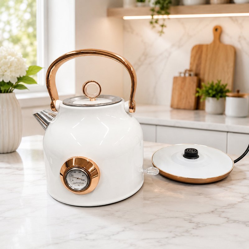 1.7L Electric Water Kettle White-Appliances > Kitchen Appliances > Kettles-PEROZ Accessories