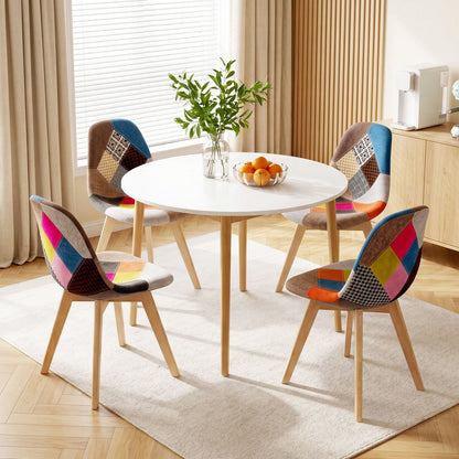 1 Artiss Dining Table and 4 Fabric Eiffel Chairs Set White-Furniture > Dining > Dining Set-PEROZ Accessories