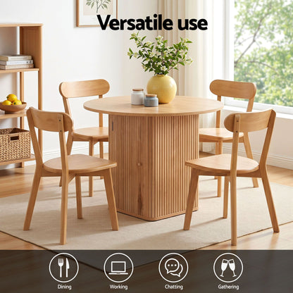 1 Artiss Dining Table and 4 Chairs Set Natural Timber-Furniture > Dining > Dining Set-PEROZ Accessories