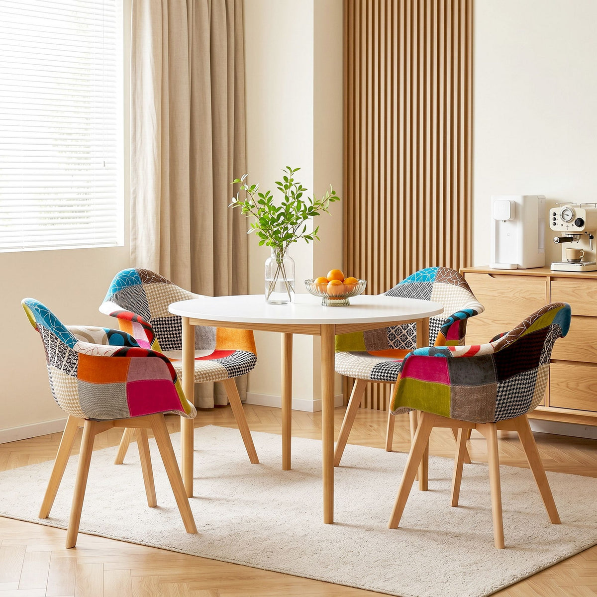 1 Artiss Dining Table and 4 Mid Century Chairs Set White-Furniture > Dining > Dining Set-PEROZ Accessories
