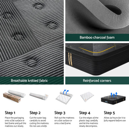 35cm Giselle Mattress Double Bed Bamboo Pocket Firm Foam-Furniture > Mattresses > Double Mattress-PEROZ Accessories