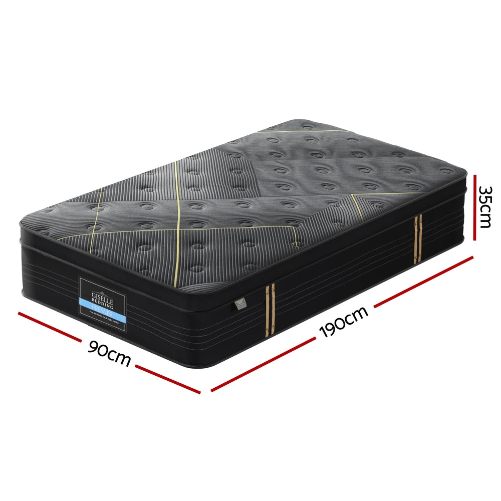 35cm Giselle Mattress Single Bed Bamboo Pocket Firm Foam-Furniture > Mattresses > Single Mattress-PEROZ Accessories
