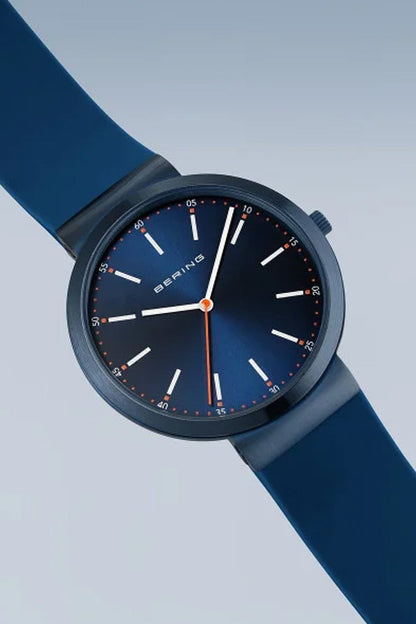 Bering Gents 41mm Blue Dial Blue Silicon Strap Watch-PEROZ Accessories