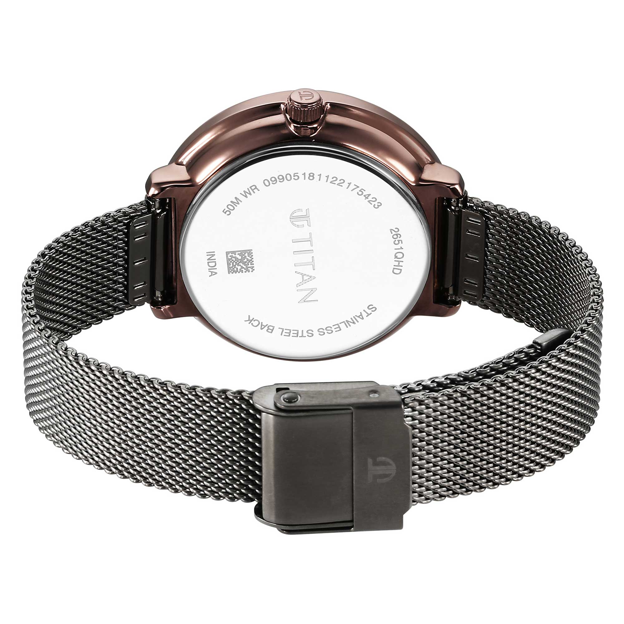 Titan Noir Anthracite Dial Analogue Stainless Steel Strap Watch for Women-PEROZ Accessories