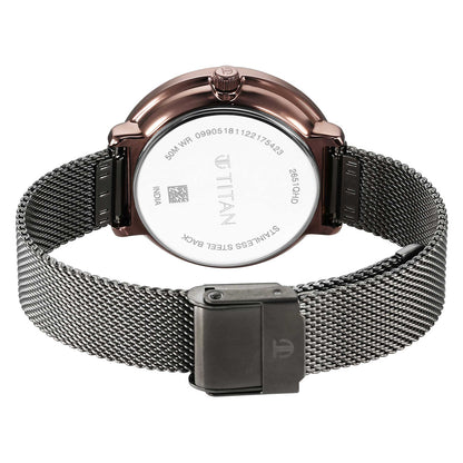 Titan Noir Anthracite Dial Analogue Stainless Steel Strap Watch for Women-PEROZ Accessories