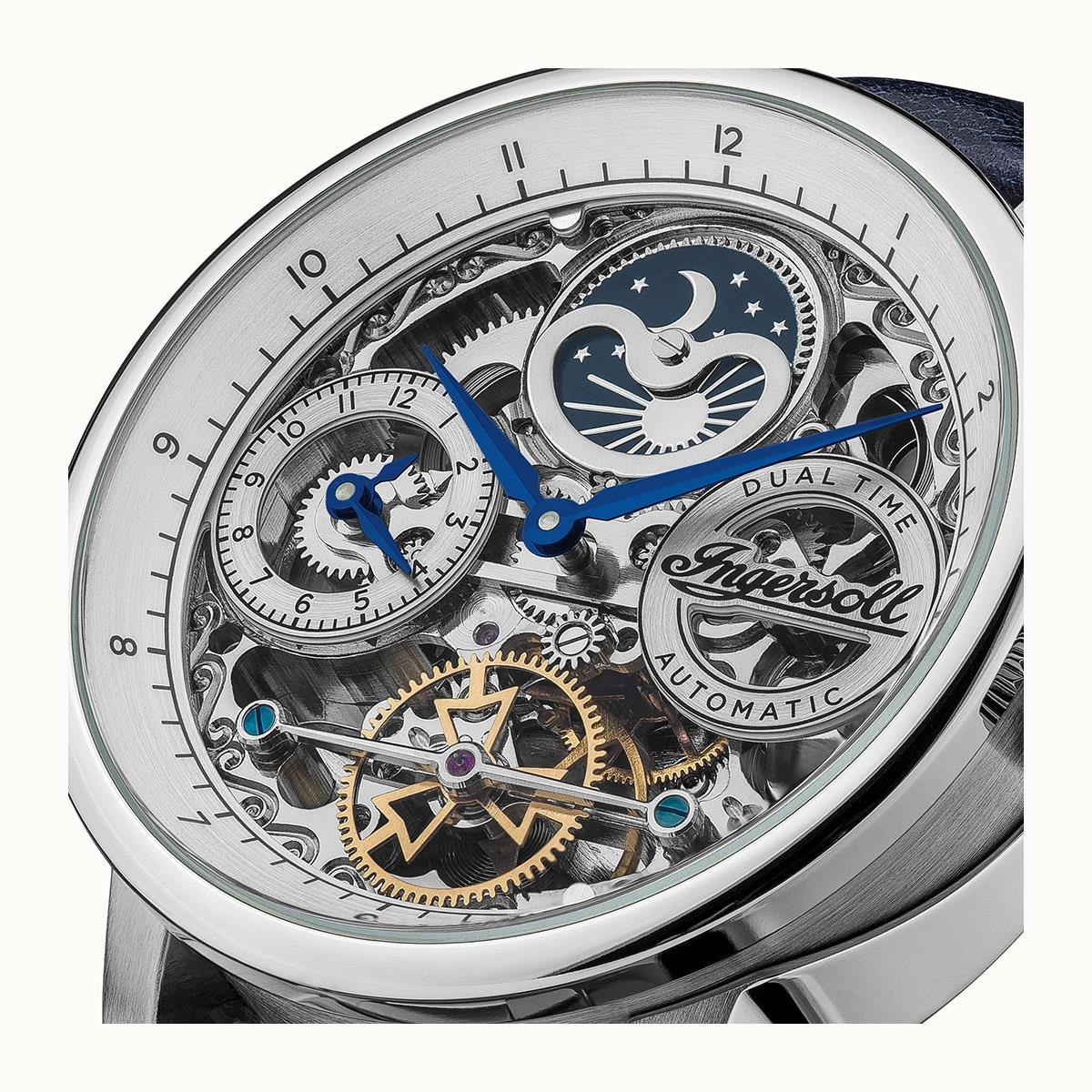 Ingersoll The Jazz Automatic Silver Blue Leather Watch-PEROZ Accessories