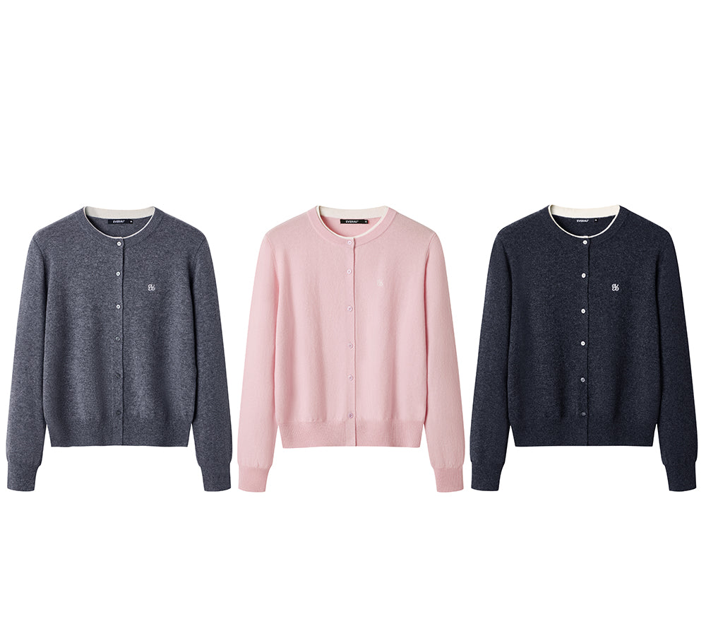 EVERAU  100% Wool Cardigan Knit Velly