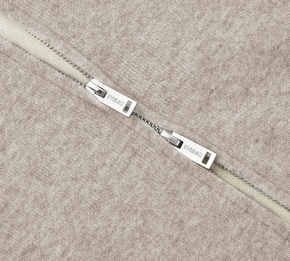 EVERAU  100% Wool Cardigan Knit Zip Hoodie Tanno