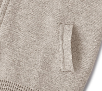 EVERAU  100% Wool Cardigan Knit Zip Hoodie Tanno