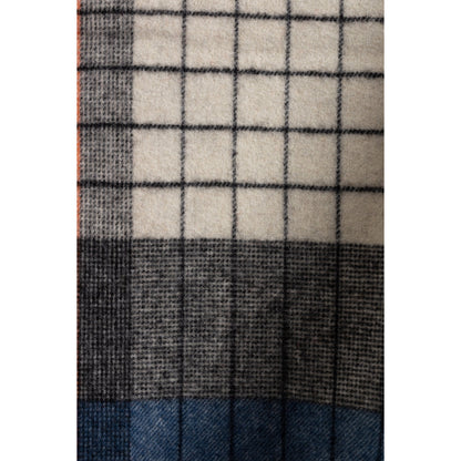 Ugg 100% Wool Scarf Ivory and Orange Blue Check-Scarves-PEROZ Accessories