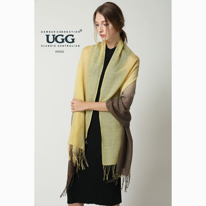 Ugg 100% Merino Wool Tie Dye Scarf Lemon and Brown-Scarves-PEROZ Accessories